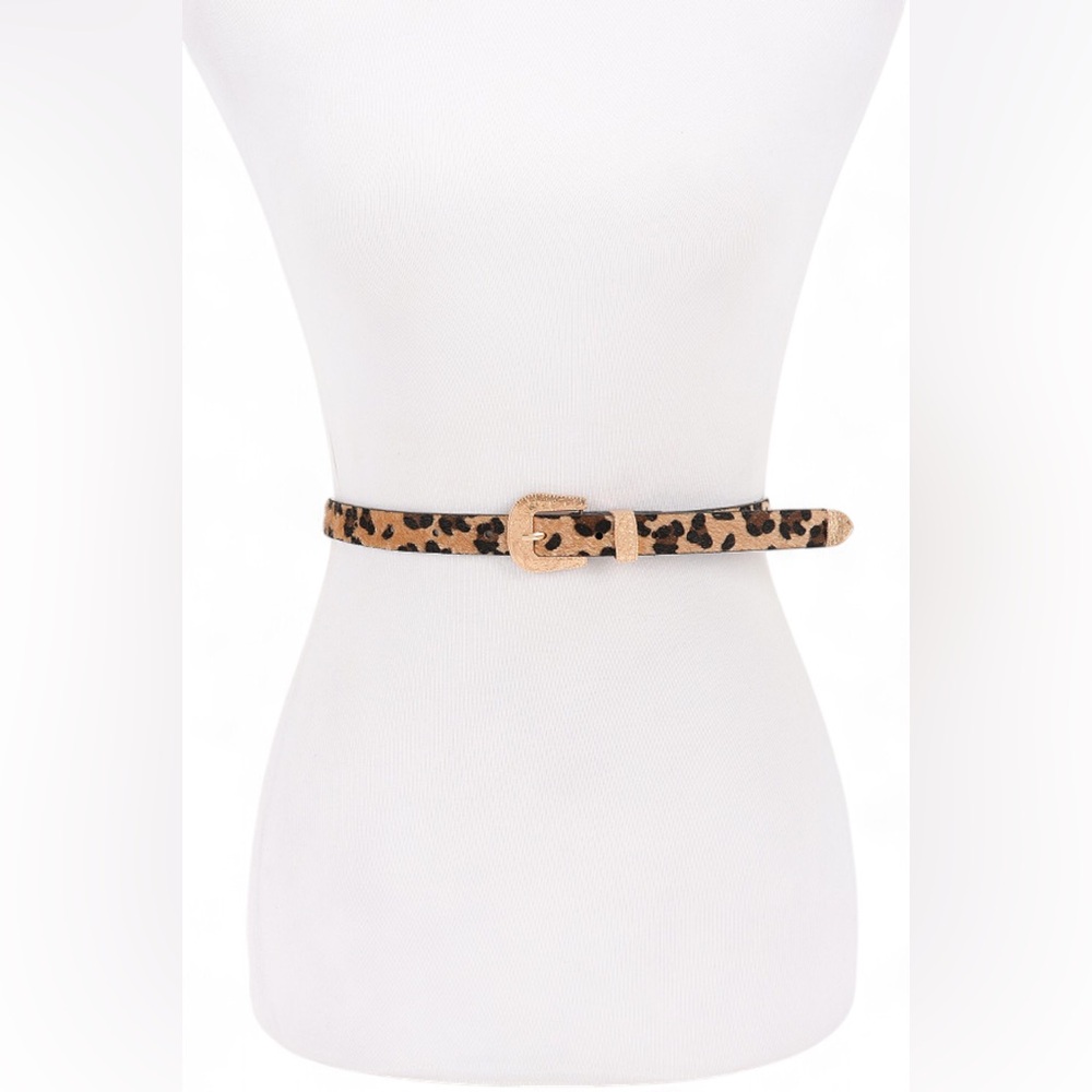 3 PC Vegan Suede Skinny Animal Print Statement Belt Set - Picture 3 of 6